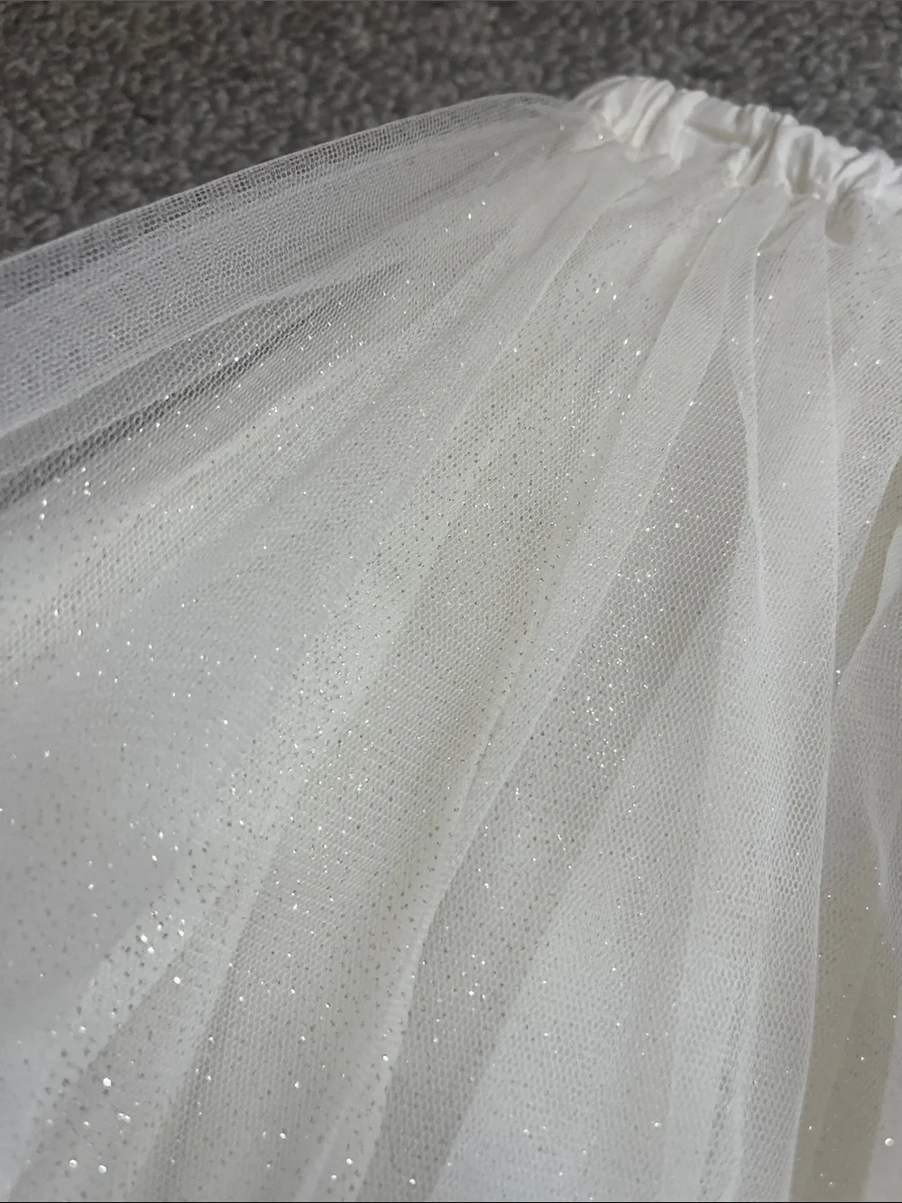 Zara Ivory Tulle Midi Skirt with Elastic Waist